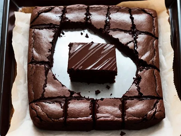 Dark Chocolate Avocado Brownies Process Step 5 Chocolate chips folded into the batter in a large glass bowl on a white marble background.