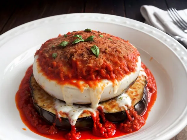 Baked Eggplant Parmesan Process Step 3b Salted eggplant slices are sandwiched between layers of paper towels to sweat. Two glass 9" x 13" pans sit on top to provide weight and squeeze out excess moisture.